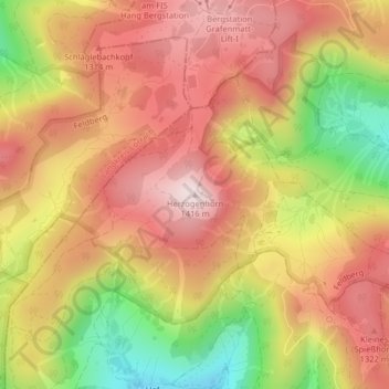 Mapa topográfico Herzogenhorn, altitud, relieve