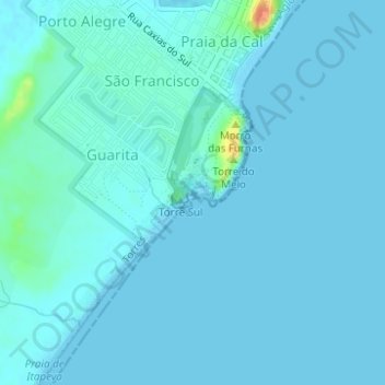 Mapa topográfico Guarita, altitud, relieve