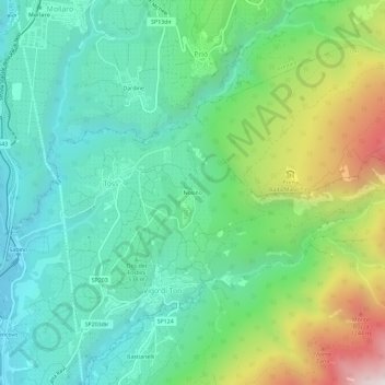 Mapa topográfico Nosino, altitud, relieve
