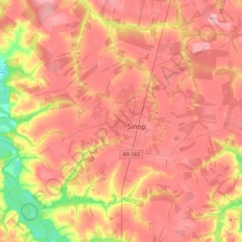Mapa topográfico Sinop, altitud, relieve