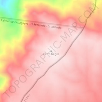 Mapa topográfico Cerro Negro, altitud, relieve