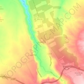 Mapa topográfico Cenascuras, altitud, relieve