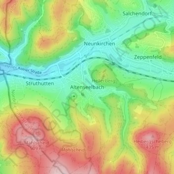 Mapa topográfico Altenseelbach, altitud, relieve