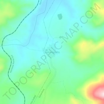 Mapa topográfico Natinópolis, altitud, relieve