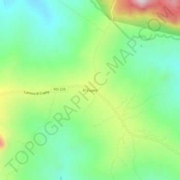 Mapa topográfico El Cupey, altitud, relieve