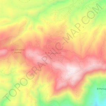Mapa topográfico El Boqueron, altitud, relieve