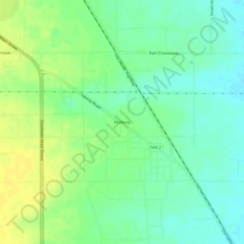 Mapa topográfico Midway, altitud, relieve