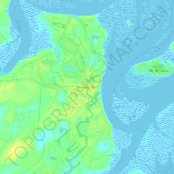 Mapa topográfico Palmetto Bluff, altitud, relieve