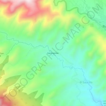 Mapa topográfico Gachupines, altitud, relieve