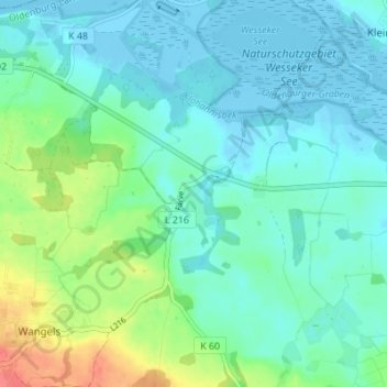 Mapa topográfico Farve, altitud, relieve