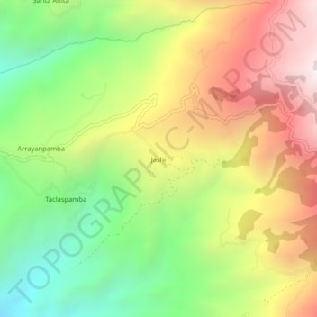 Mapa topográfico Jashi, altitud, relieve
