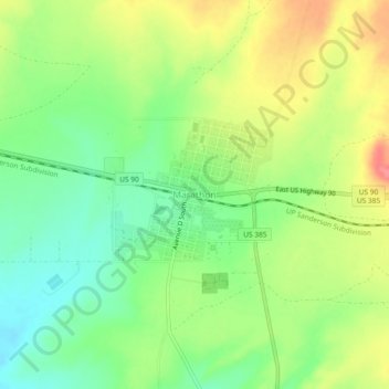 Mapa topográfico Marathon, altitud, relieve