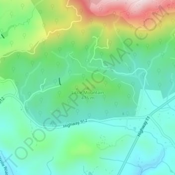 Mapa topográfico Little Mountain, altitud, relieve