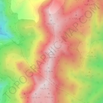 Mapa topográfico Gilillo, altitud, relieve