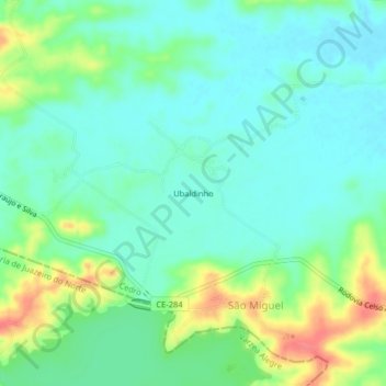 Mapa topográfico Ubaldinho, altitud, relieve