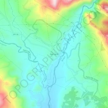Mapa topográfico San Carlo, altitud, relieve