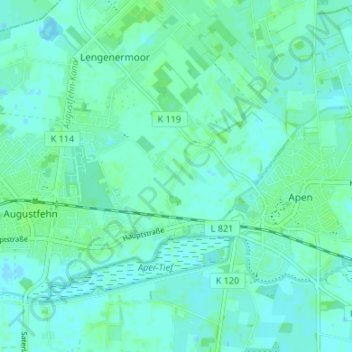 Mapa topográfico Roggenmoor, altitud, relieve