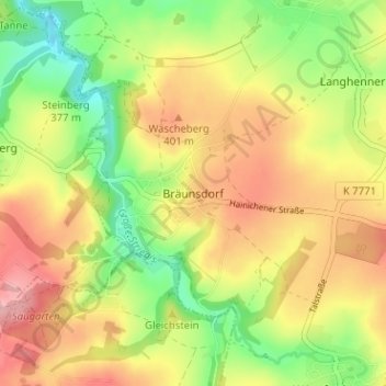 Mapa topográfico Bräunsdorf, altitud, relieve