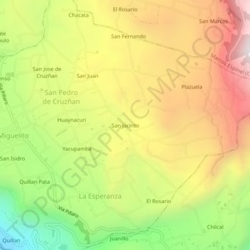 Mapa topográfico San Jacinto, altitud, relieve