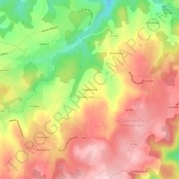 Mapa topográfico Sabonnaire, altitud, relieve