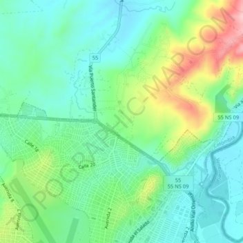 Mapa topográfico Los Peracos, altitud, relieve