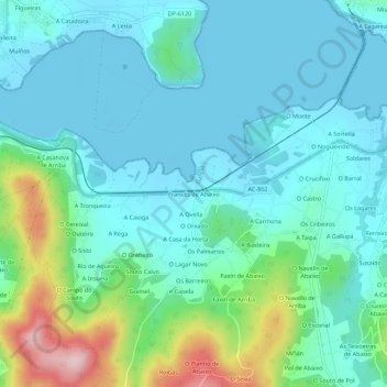 Mapa topográfico Francés de Abaixo, altitud, relieve