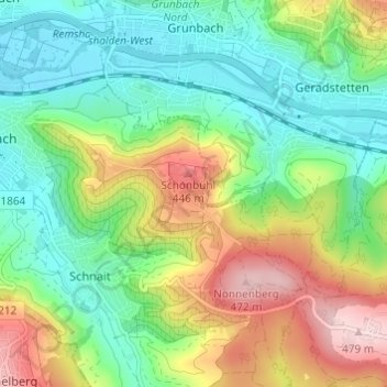 Mapa topográfico Schönbühl, altitud, relieve