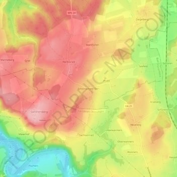 Mapa topográfico Gmeinschwenden, altitud, relieve