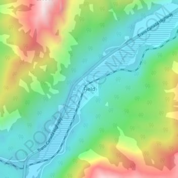 Mapa topográfico Field, altitud, relieve