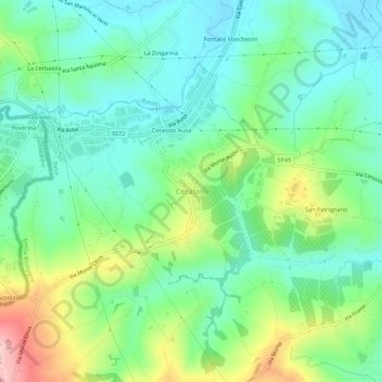 Mapa topográfico Cerasolo, altitud, relieve