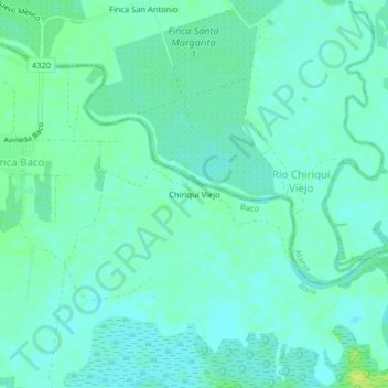 Mapa topográfico Chiriquí Viejo, altitud, relieve