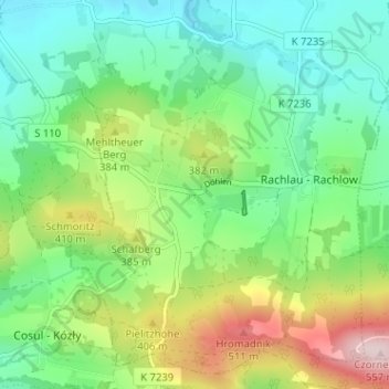 Mapa topográfico Döhlen, altitud, relieve