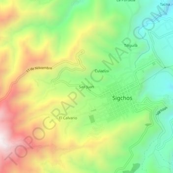 Mapa topográfico San Juan, altitud, relieve