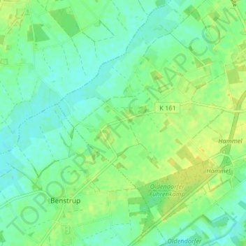 Mapa topográfico Hammel, altitud, relieve