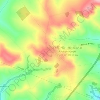 Mapa topográfico Floriano, altitud, relieve