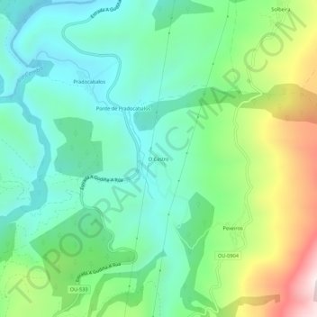 Mapa topográfico O Castro, altitud, relieve