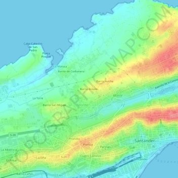 Mapa topográfico Barrio Bolado, altitud, relieve