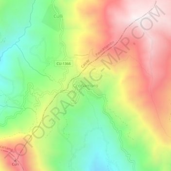 Mapa topográfico Ccoñamuro, altitud, relieve