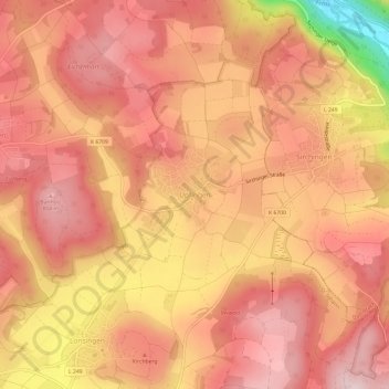 Mapa topográfico Upfingen, altitud, relieve