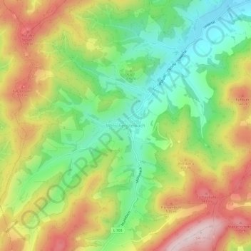 Mapa topográfico Welschensteinach, altitud, relieve