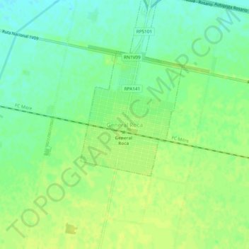Mapa topográfico General Roca, altitud, relieve