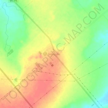 Mapa topográfico Indápolis, altitud, relieve
