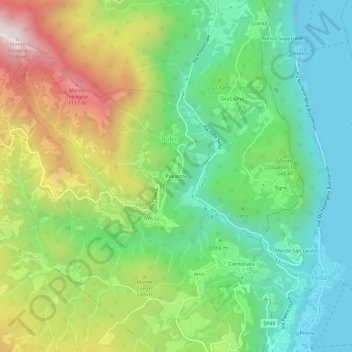 Mapa topográfico Pianezza, altitud, relieve