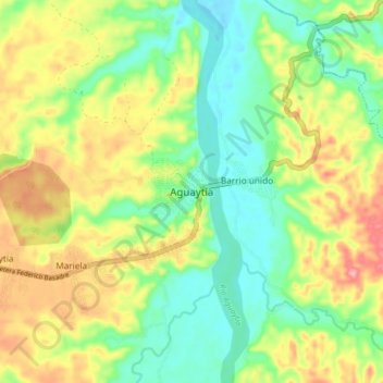 Mapa topográfico Aguaytía, altitud, relieve