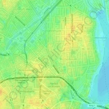 Mapa topográfico Grindel, altitud, relieve