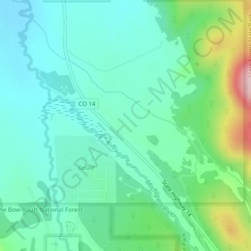 Mapa topográfico Gould, altitud, relieve