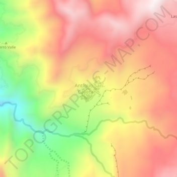 Mapa topográfico Antiguo San Cayetano, altitud, relieve