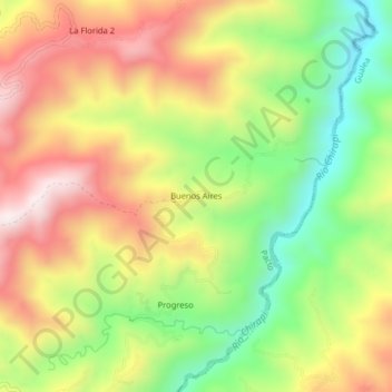 Mapa topográfico Buenos Aires, altitud, relieve