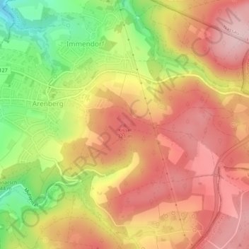 Mapa topográfico Kissel, altitud, relieve