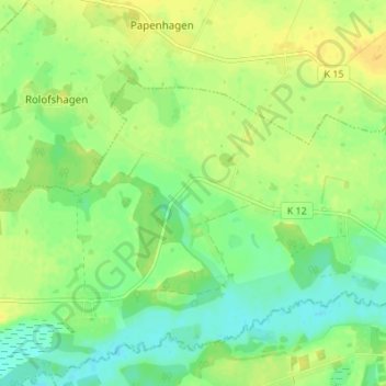 Mapa topográfico Müggenwalde, altitud, relieve